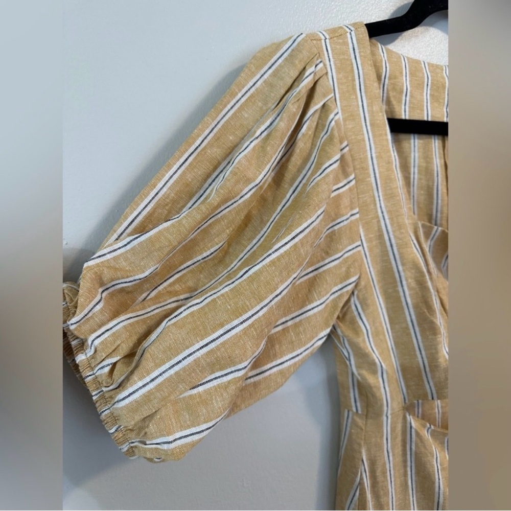 Zara Sunkissed Linen Cutout Mini Coastal Cowgirl Cottagecore Mustard Yellow M - Picture 12 of 15